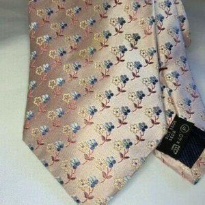Ermenegildo Zegna Mens Tie Pink Beige Blue Floral Pattern